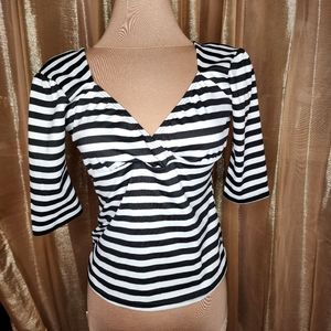 Switchblade Stiletto Black and White Striped Shirt Like New M